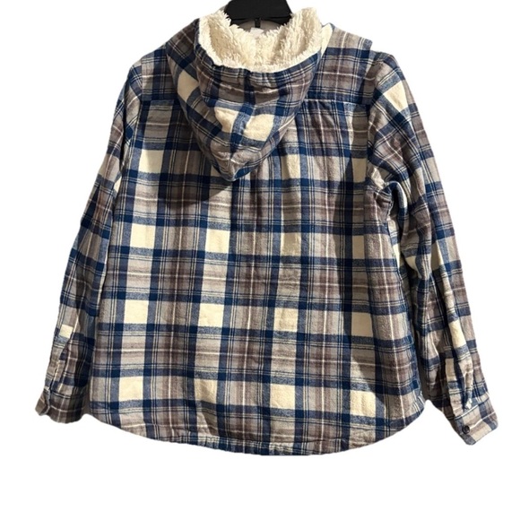 LL Bean Womens Scotch Plaid Flannel Sherpa Lined Zip Hoodie Cabin Cozy Size S - Picture 3 of 8